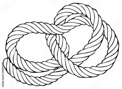 Intricate Nautical Knot Tied With Thick Twisted Rope Illustration