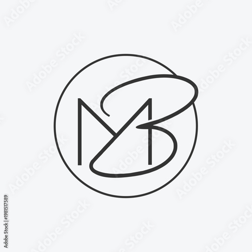 Stylized MB Monogram Logo in Circle design