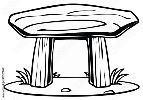 Cartoon Stone Structure with Grass