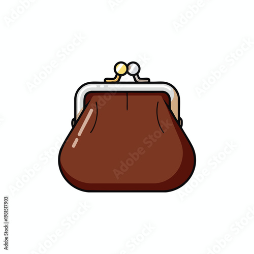 Cute Brown Leather Coin Pouch with Metal Frame for Small Items