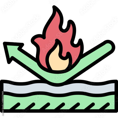 Fireproof Material icon in Colored Line Style