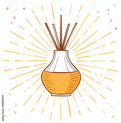 Aromatic Reed Diffuser with Sunburst Radiance: Decorative Room Fragrance