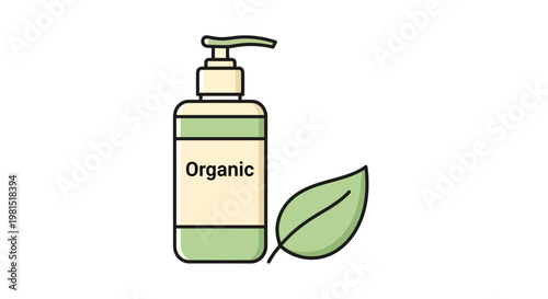 Organic lotion pump bottle with leaf.