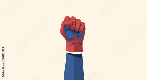 Raised fist in solidarity and protest, symbolizing strength and unity.