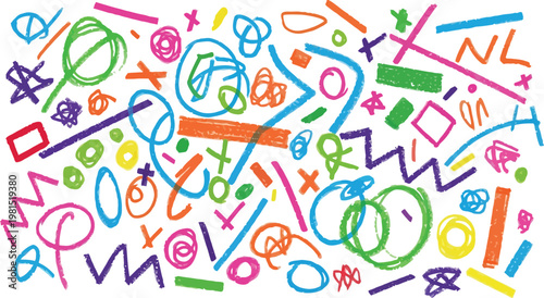 Colorful abstract scribbles a whimsical explosion of lines shapes and doodles on a white background