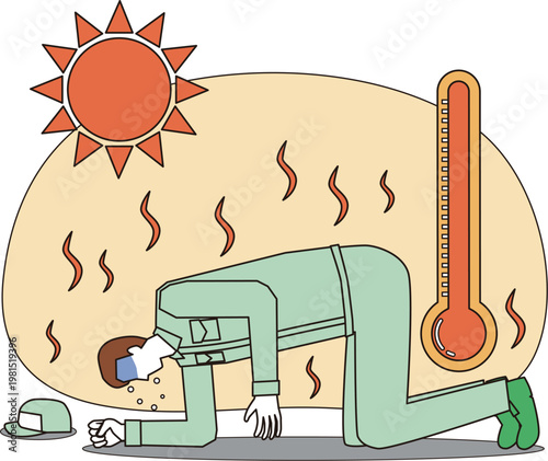 熱中症で倒れこむ作業員