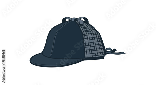 Detective Hat Icon, Sherlock Holmes Deerstalker Cap, Mystery Investigation Symbol