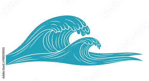 Stylized Blue Ocean Waves Illustration