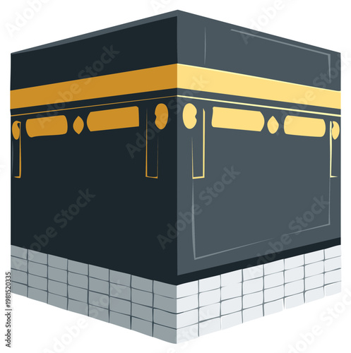 Elegant vector illustration of a revered Islamic holy cube building. A symbolic sacred structure representing faith and spirituality.