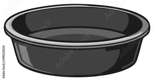 Dark gray oval utility basin vector illustration empty for washing or chores