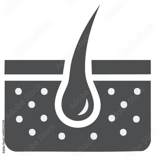 Human hair follicle in skin cross-section, dermatology and cosmetology health icon