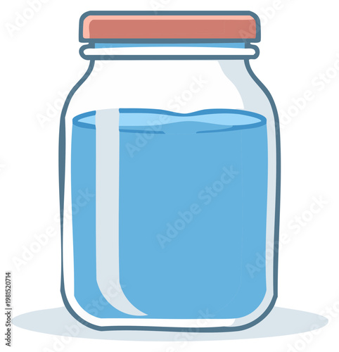 Clear glass jar filled with refreshing blue liquid and a reddish lid