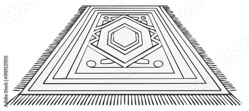 Geometric pattern rug illustration, perspective view