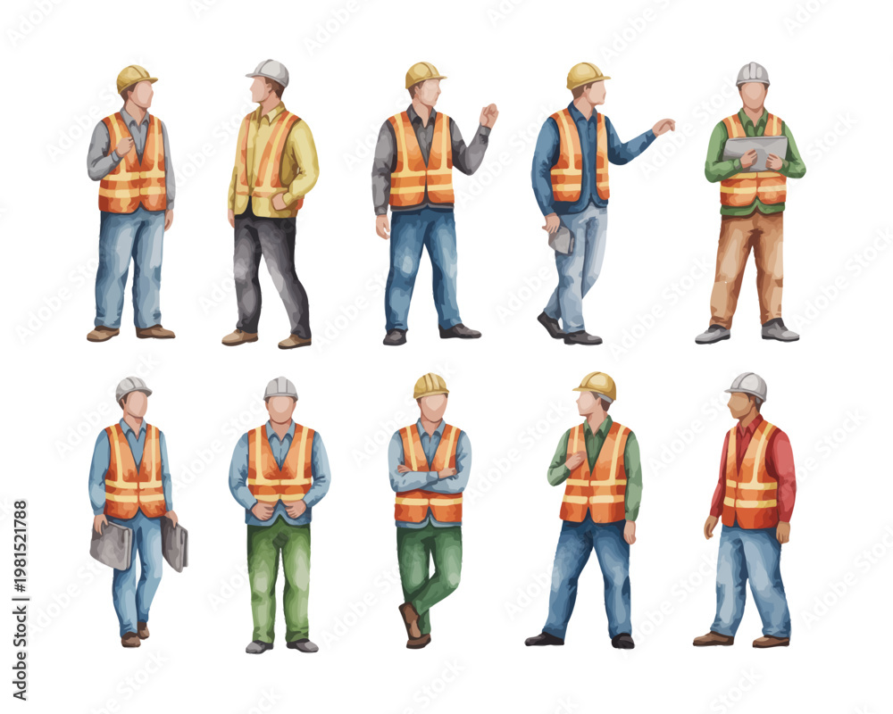 Obraz premium Labor Day Watercolor Illustration, Happy Workers Day Greeting Design, Construction and Working Tools Theme Isolated on White