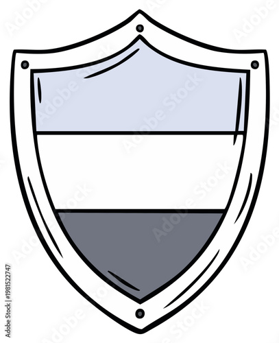 Cartoon shield emblem with three horizontal sections design Free Download Cartoon shield emblem with three horizontal sections design - GFXLoad