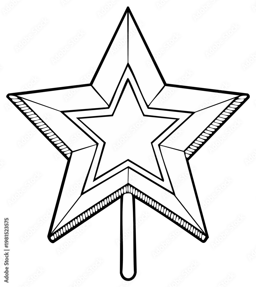 Fototapeta premium Stylized Star Outline for Decoration, Christmas Tree Topper, Festive Celebration
