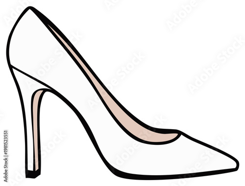 Elegant White High Heel Shoe Illustration for Fashion and Style Concepts