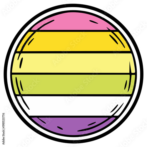 Genderqueer Pride Flag within a Circular Badge