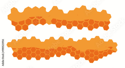 Abstract Honeycomb Pattern with Orange Swirls - Food and Nature Graphic