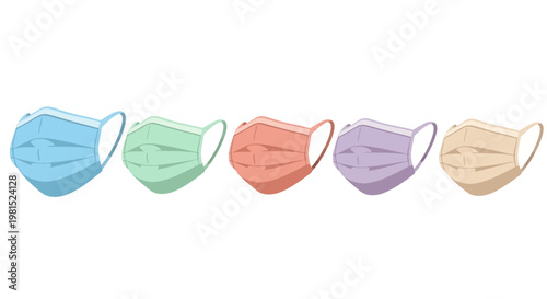 Colorful Face Masks Lined Up - Protection, Health, and Safety Concept