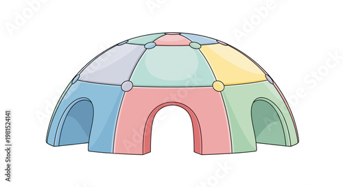 Colorful geodesic dome playhouse for kids, outdoor fun, educational toy, safe play structure