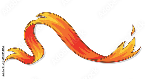 Fiery Ribbon Banner with Flames