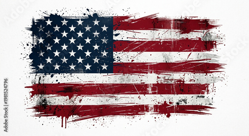 A visually striking grunge-style representation of a national flag, artfully blending distressed textures to evoke a sense of historical depth and enduring spirit