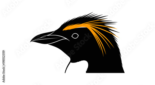 Stylized Macaroni Penguin head profile minimalist illustration