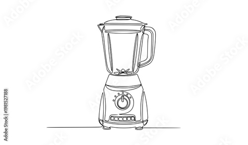 A minimalist line art illustration of a blender on a white background