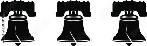 Three silhouettes of the liberty bell a symbol of american freedom