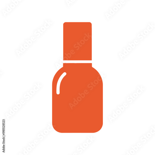 Orange Nail Polish Bottle Icon, Beauty and Cosmetics Symbol