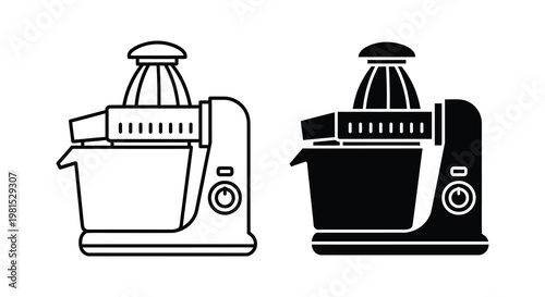 Two contrasting juicer illustrations one white and one black presented as a silhouette