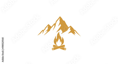 Mountain Landscape with Campfire Scene - Outdoor Adventure