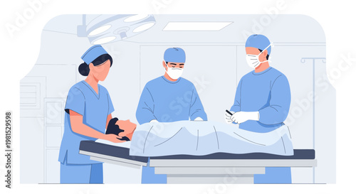 Surgical Team Performing Operation on Patient in Operating Room