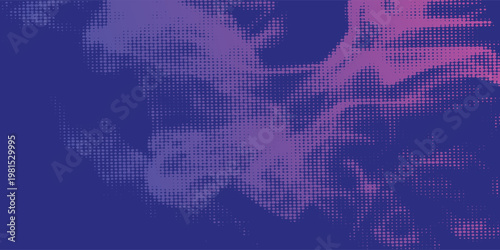 Vector halftone smoke effect. Vibrant abstract background. Retro 80's style colors and textures.