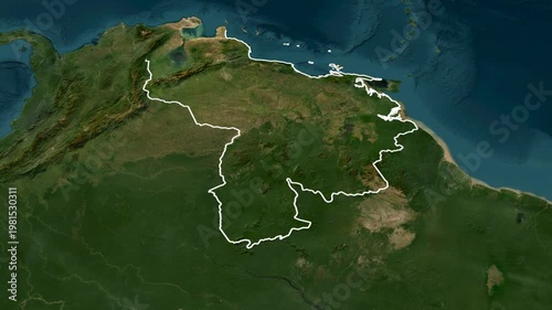 Animated 3D map of the South American state of Venezuela with its capital Caracas 00:15