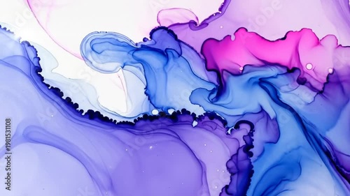 Abstract fluid art background with blue and purple hues creating a dreamy effect.