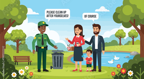 Park Ranger Politely Asks Family to Clean Up.