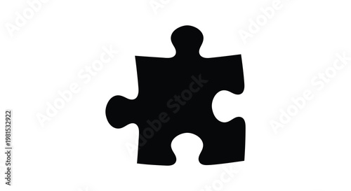A single black puzzle piece against a white background a striking silhouette