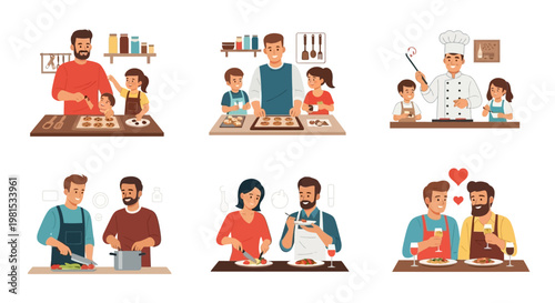 Family Cooking Together: Parents and Children Enjoying Culinary Activities