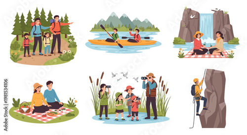 Family Outdoor Activities: Hiking, Kayaking, Picnic, Birdwatching, Rock Climbing