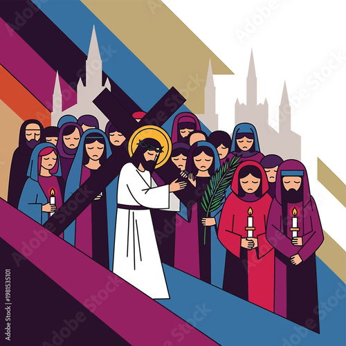 Jesus Christ with his disciples group.