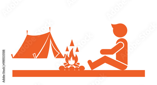 Man sitting by camp fire.