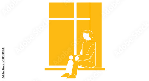 Man sitting by large window.