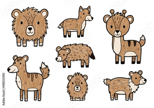 Cute Cartoon Animal Vector Illustration for Kids Drawings