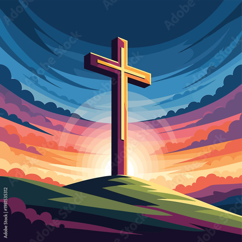 Large Christian Cross on Hill Top.