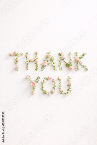 Love Word Made of Flowers, Romantic Floral Typography Minimal Background