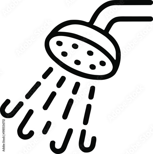 Shower head with water streams, portraying cleanliness, hygiene, and bathroom activities.