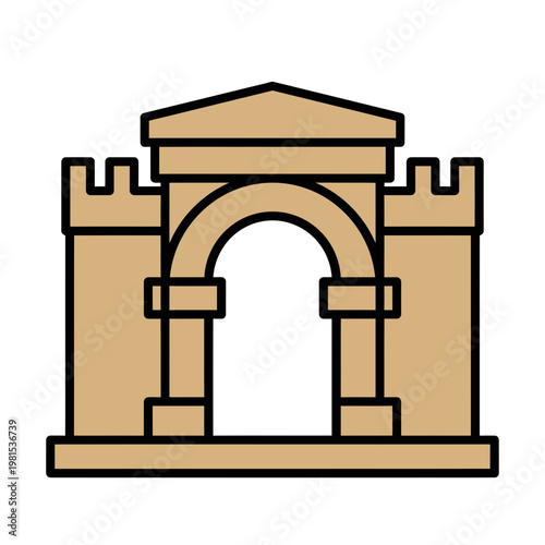 Ancient Archway Castle Gate Vector Icon