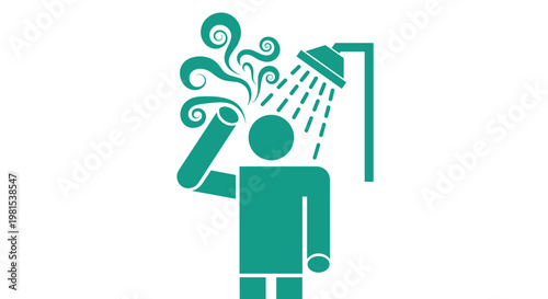 Man under shower head.